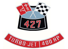 Load image into Gallery viewer, OER Diecast "427" Air Cleaner Emblem Set With 400 HP For 1955-1972 Chevy Models