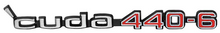 Load image into Gallery viewer, OER Zinc Diecast Cuda 440-6 Rallye Hood Emblem Set For 1970-1971 Plymouth Cuda