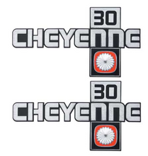 Load image into Gallery viewer, OER "Cheyenne 30" Front Fender Emblem Set 1981-1988 Chevy Pickup Trucks