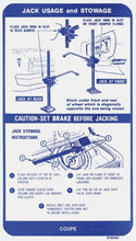 Load image into Gallery viewer, OER Inner Trunk Lid Spare Jacking Instructions Decal 1968 Pontiac Firebird Coupe