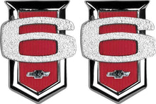 Load image into Gallery viewer, Trim Parts Front Fender Emblem Set For 1963 Bel Air Biscayne and Impala 6 Cyl
