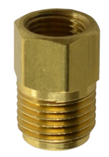 Load image into Gallery viewer, Brass Inverted Flare Brake Line Adapter Fitting 9/16-18 Male to 7/16-24 Female