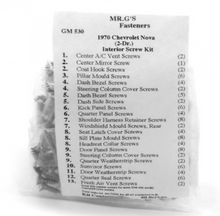 Load image into Gallery viewer, 90 Piece Interior Screw Set For 1970 Chevy Nova 2 Door Models