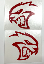 Load image into Gallery viewer, Red SRT Hellcat Fender Emblem Overlay Decal Pair For 2015-2018 Dodge Challenger