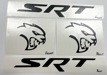 Load image into Gallery viewer, Black SRT Hellcat Front & Rear Emblem Overlay Decal Set For 2018-2023 Challenger