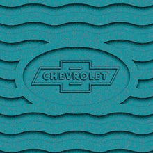 Load image into Gallery viewer, OER 2 Piece Bow Tie Accessory Floor Mat Set Turquoise 1955-56 Chevy Bel Air