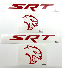 Load image into Gallery viewer, Red SRT Hellcat Front and Rear Emblem Overlay Decal Set For 2018-2023 Challenger