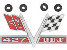 Load image into Gallery viewer, OER 427 Turbo Jet Flag Fender Emblem Set For 1966-1967 Chevy Corvette Models