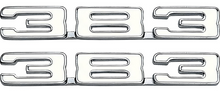 Load image into Gallery viewer, OER Chrome With Enamel Zinc Diecast 383 Front Fender Emblem Set For Chevy Models