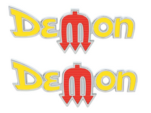 Load image into Gallery viewer, OER Zinc Diecast Front Fender Emblem Set For 1972 Dodge Dart Demon