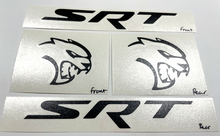 Load image into Gallery viewer, Black SRT Hellcat Front & Rear Emblem Overlay Decal Set For 2018-2023 Challenger
