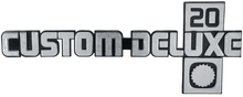 Load image into Gallery viewer, OER "Custom Deluxe 20" Fender Emblem For 1981-1988 Chevy Pickup Trucks