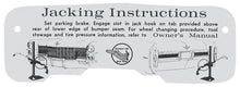 Load image into Gallery viewer, Trunk Jacking Instructions Tag Card For 1965 Cadillac DeVille Eldorado Fleetwood