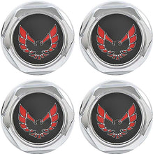 Load image into Gallery viewer, OER Chrome With Red Bird Emblem Wheel Center Cap Set 1977-1981 Pontiac Firebird
