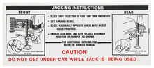 Load image into Gallery viewer, Trunk Jacking Instructions Decal For 1969 Cadillac DeVille Eldorado Fleetwood