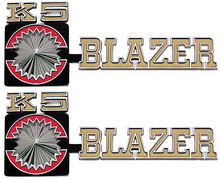 Load image into Gallery viewer, OER Front Fender "K5 Blazer" Emblem Set 1975-1980 Chevy K5 Blazer Models