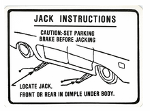 Load image into Gallery viewer, Reproduction Jack Instruction Decal 1961-1963 Pontiac Tempest Models