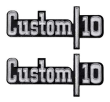 Load image into Gallery viewer, OER Front Fender "Custom 10" Emblem Set 1973-1976 Chevy Pickup Trucks