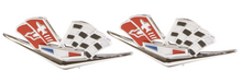 Load image into Gallery viewer, Trim Parts 327/409 X-Flag Front Fender Emblem Set 1962-1963 Impala and Bel Air