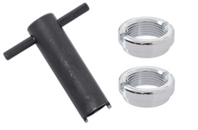 Load image into Gallery viewer, OER Chrome Wiper Escutcheon Nut Set With Tool 1955-1957 Chevy Bel Air 150 210