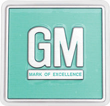 Load image into Gallery viewer, GM Emblem Set Door Decal Embossed Aqua 1967-1974 Camaro Nova Impala Firebird GTO