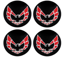 Load image into Gallery viewer, OER Red Bird Wheel Center Cap Emblem Set 2-1/8" Diameter 1982-1983 Firebird