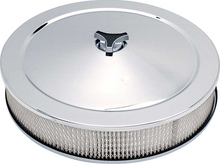 Load image into Gallery viewer, Deluxe Chrome Low Profile 14" x 3" Air Cleaner With Tri-Star Nut 5-1/8"/4-7/32"