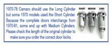 Load image into Gallery viewer, Long Cylinder Door Lock Set With Original Keys For 1970-1978 Chevy Camaro