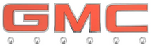 Load image into Gallery viewer, OER Red "GMC" 3 Letter Grille Emblem Set 1983-1991 GMC Truck Van and SUV