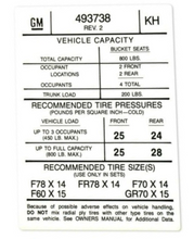 Load image into Gallery viewer, Reproduction Tire Pressure Decal 1974 Pontiac Firebird Trans AM Models