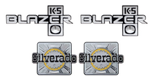 Load image into Gallery viewer, OER "K5 Blazer" Front and Rear Fender Emblem Set For 1981-1987 Chevy Blazer