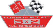 Load image into Gallery viewer, OER Air Cleaner Decal Turbo-Jet 427/435 3X2 Camaro Nova Chevelle Impala Corvette