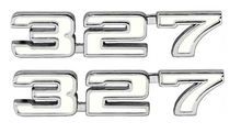 Load image into Gallery viewer, OER Chrome Zinc Diecast 327 Front Fender Emblem Set For 1969 Chevy Camaro Models