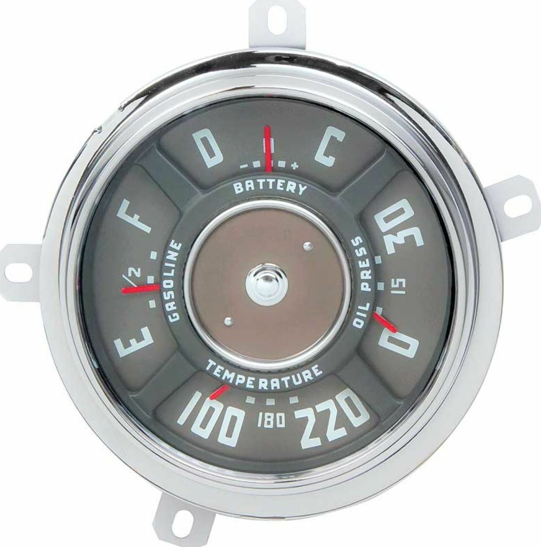 thumbnail interactive-video image 1 of 12V Fuel Gauge With Red Needle For 1947-1949 Chevy Truck – COUNTERPART 47-9262-12V 1 of 4