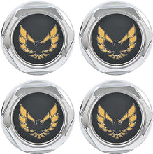 Load image into Gallery viewer, OER Chrome With Gold Bird Emblem Wheel Center Cap Set 1977-1981 Pontiac Firebird