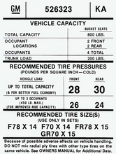 Load image into Gallery viewer, Reproduction Tire Pressure Decal 1976-1977 Pontiac Trans AM/Firebird GM# 526323