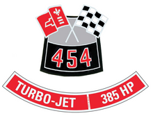 Load image into Gallery viewer, OER 454 With 385 HP Air Cleaner Decal Set Camaro Nova Chevelle Impala Corvette
