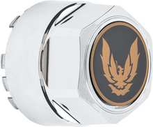Load image into Gallery viewer, OER Chrome With Gold Bird GTA Wheel Center Cap Set 1982-1992 Firebird Trans AM