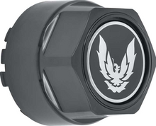 Load image into Gallery viewer, OER Gloss Black Wheel Center Cap Set With Silver Bird 1982-1992 Pontiac Firebird