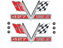 Load image into Gallery viewer, OER Diecast Front Fender Emblem Set 1966-1967 Impala Bel Air Biscayne Caprice