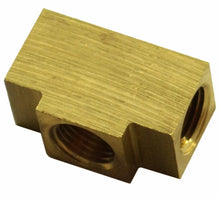 Load image into Gallery viewer, 3/8"-24 Brass Brake Tee With Female Inverted Flare All Sides for 3/16" Tube
