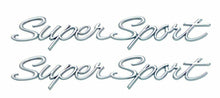Load image into Gallery viewer, OER Chrome "Super Sport" Front Fender Emblem Set 1965-1966 Chevrolet Impala