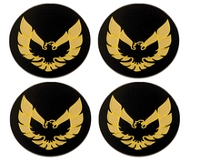 Load image into Gallery viewer, OER Gold and Black Wheel Center Cap Emblem Set 1978-1992 Pontiac Firebird