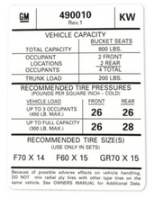 Load image into Gallery viewer, Reproduction Tire Pressure Decal 1973 Pontiac Trans AM and Firebird Models