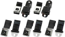 Load image into Gallery viewer, OER Black Deluxe Retractable Seat Belt Set 1968-1969 Firebird and Camaro Models