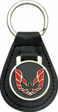 Load image into Gallery viewer, 2 Pack Leather Keychain Ring W/ Red Wings Up Bird Pontiac Firebird and Trans AM