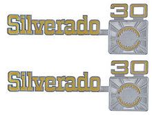 Load image into Gallery viewer, OER Silverado 30 Front Fender Emblem Set 1975-1980 Chevy Pickup Trucks