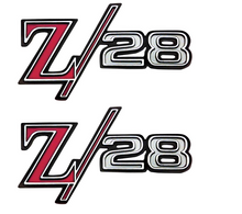 Load image into Gallery viewer, OER Zinc Diecast Z28 Front Fender Emblem Set For 1968 Chevy Camaro Models
