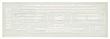 Load image into Gallery viewer, White A96C 389 421 428 Air Cleaner Service Decal 1965-66 GTO LeMans Grand Prix