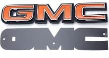 Load image into Gallery viewer, Trim Parts Tailgate Emblem 1981-1987 GMC Trucks With Brushed Aluminum Tailgate